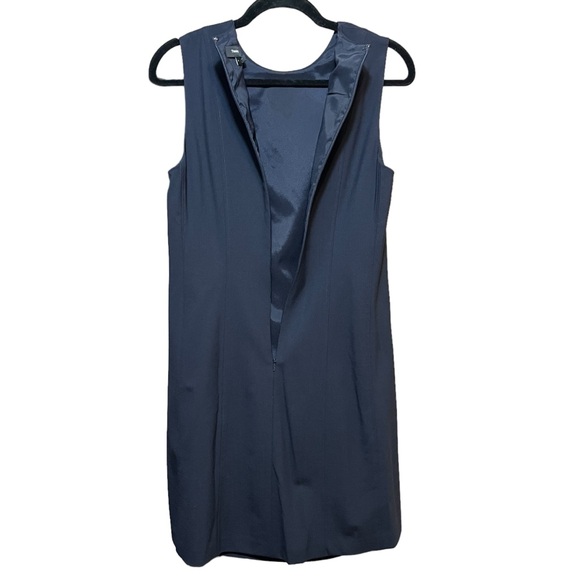Theory Helaina Sleeveless Shift Dress in Stretch Italian Summer Wool NAVY BLUE - Picture 6 of 13